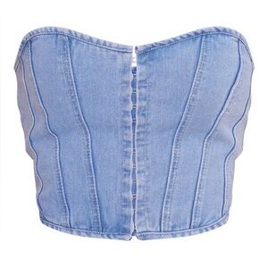 PrettyLittleThing, Blue Denim Bandage Hook and Eye Structured Corset, US Size 2